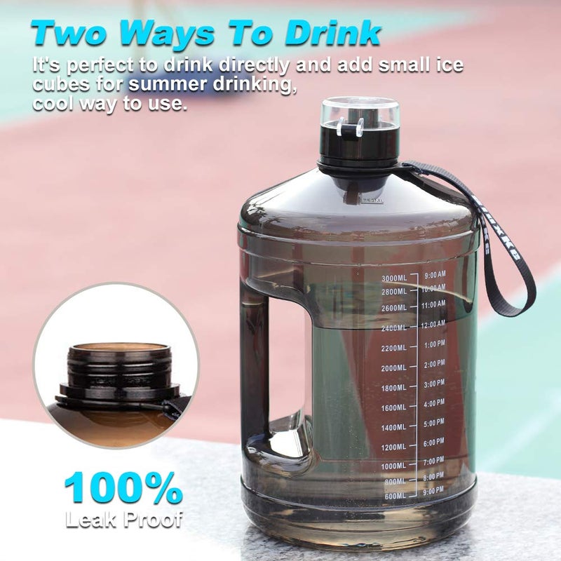 SLUXKE 1 Gallon Water Bottle Portable Water Jug Fitness Sports Daily Water Bottle with Motivational Time Marker,Leak-Proof, Wide Mouth, BPA Free Water Bottles for Sports Gym Fitness Work - Image 5